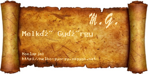 Melkó György névjegykártya
